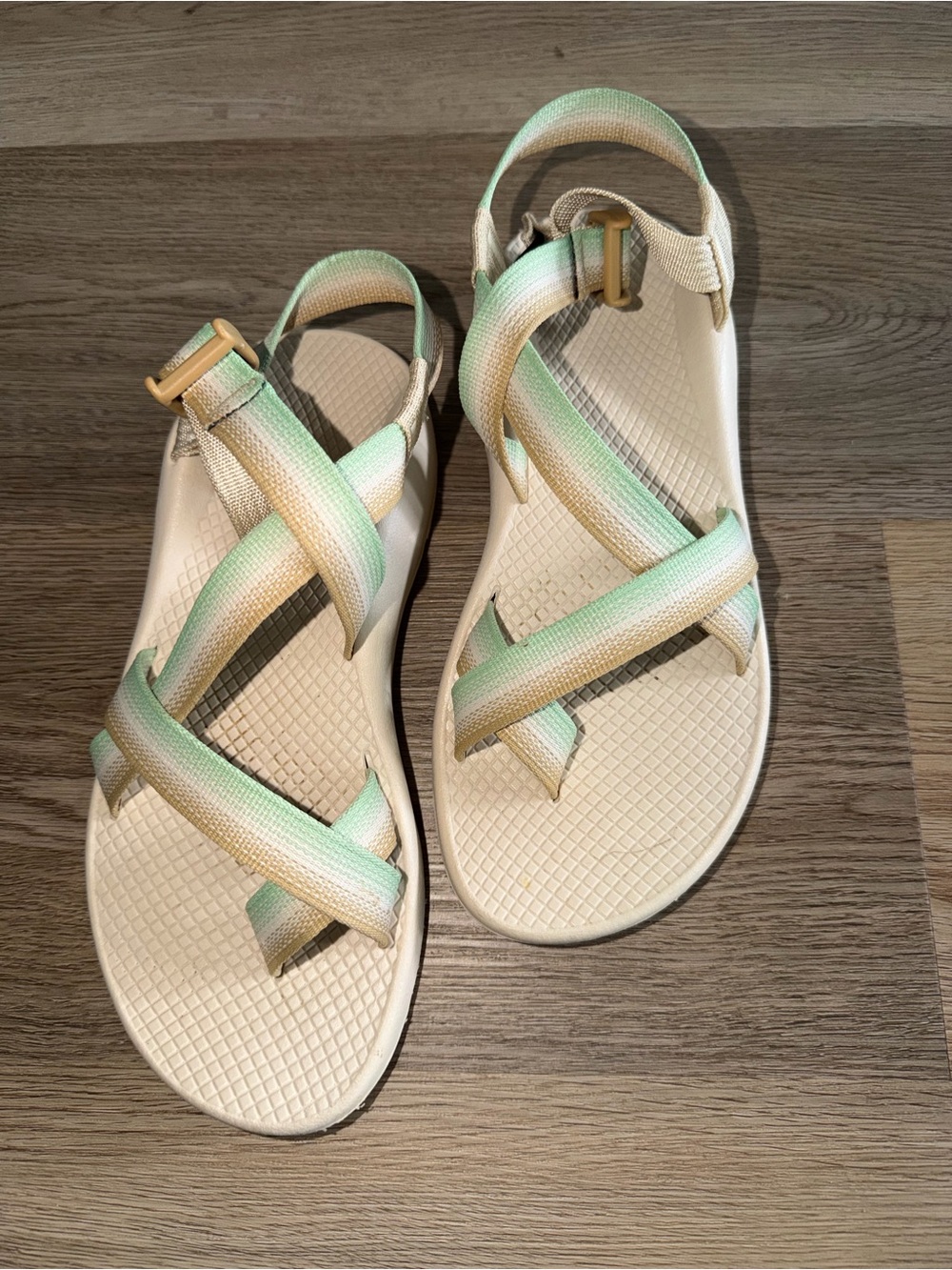 Chaco Women's Beige Sandals with Mint Straps